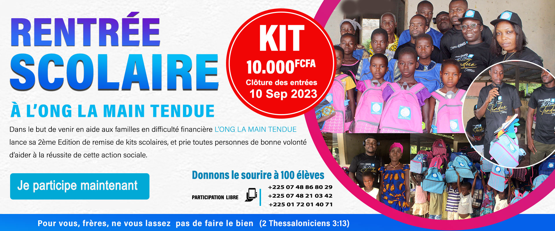 Projet de remise de kit aux enfants démunis